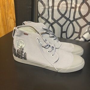 BANGS Gray High-Top Sneakers with Moon and Trees Design M12/W13.5
